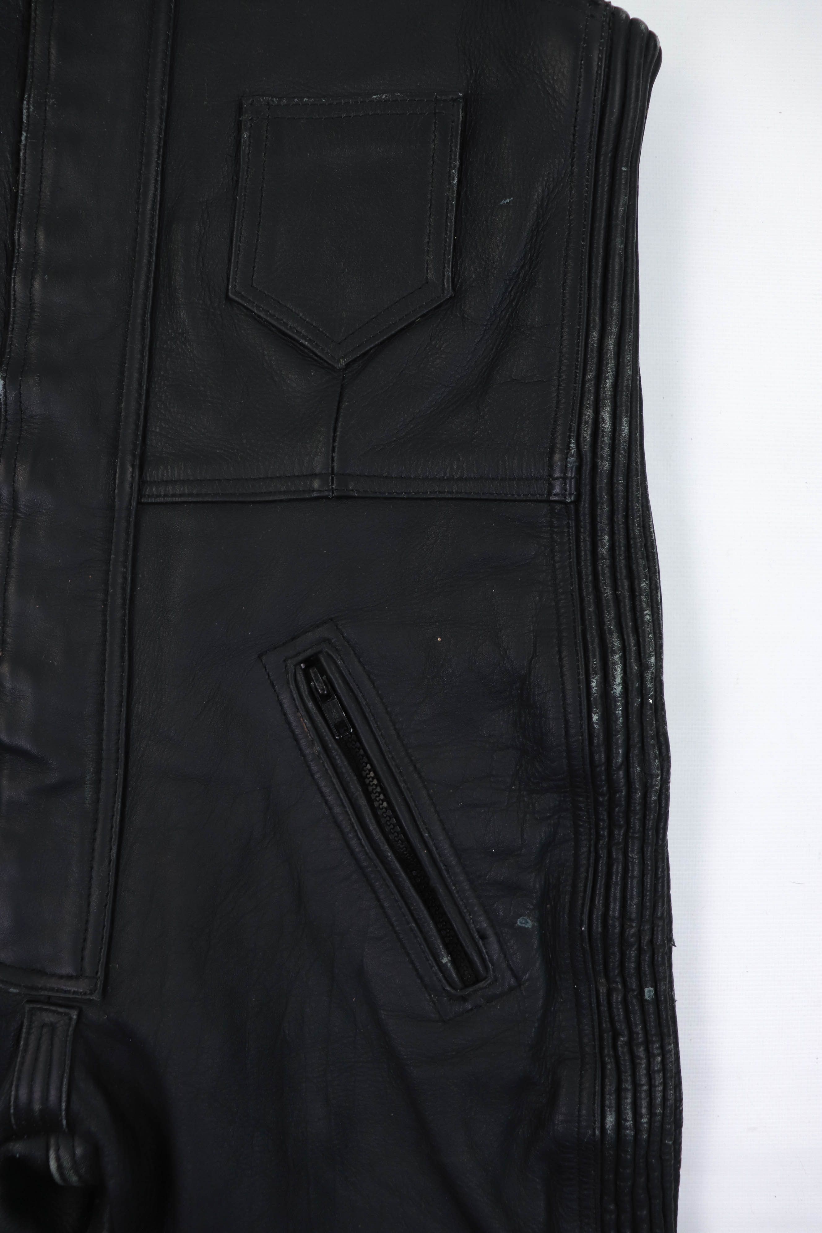 Genuine Leather Vintage EUROStyle Leather Distressed Biker Bib Overall Pants Size 27" / US 4 / IT 40 - 7 Thumbnail