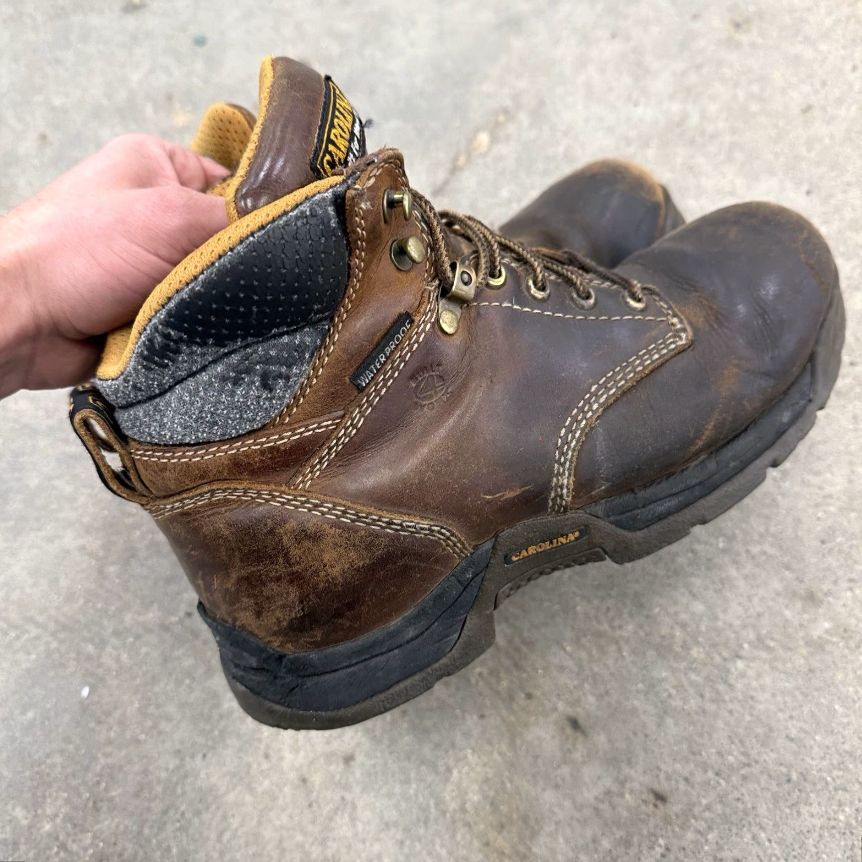 Vintage Carolina Work Boot CA1620 Mens Size 8 Waterproof Leather Brown Distress USA Shoes M Leather Upper Fall Winter Distress Men Muscle Size US 8 / EU 41 - 5 Thumbnail