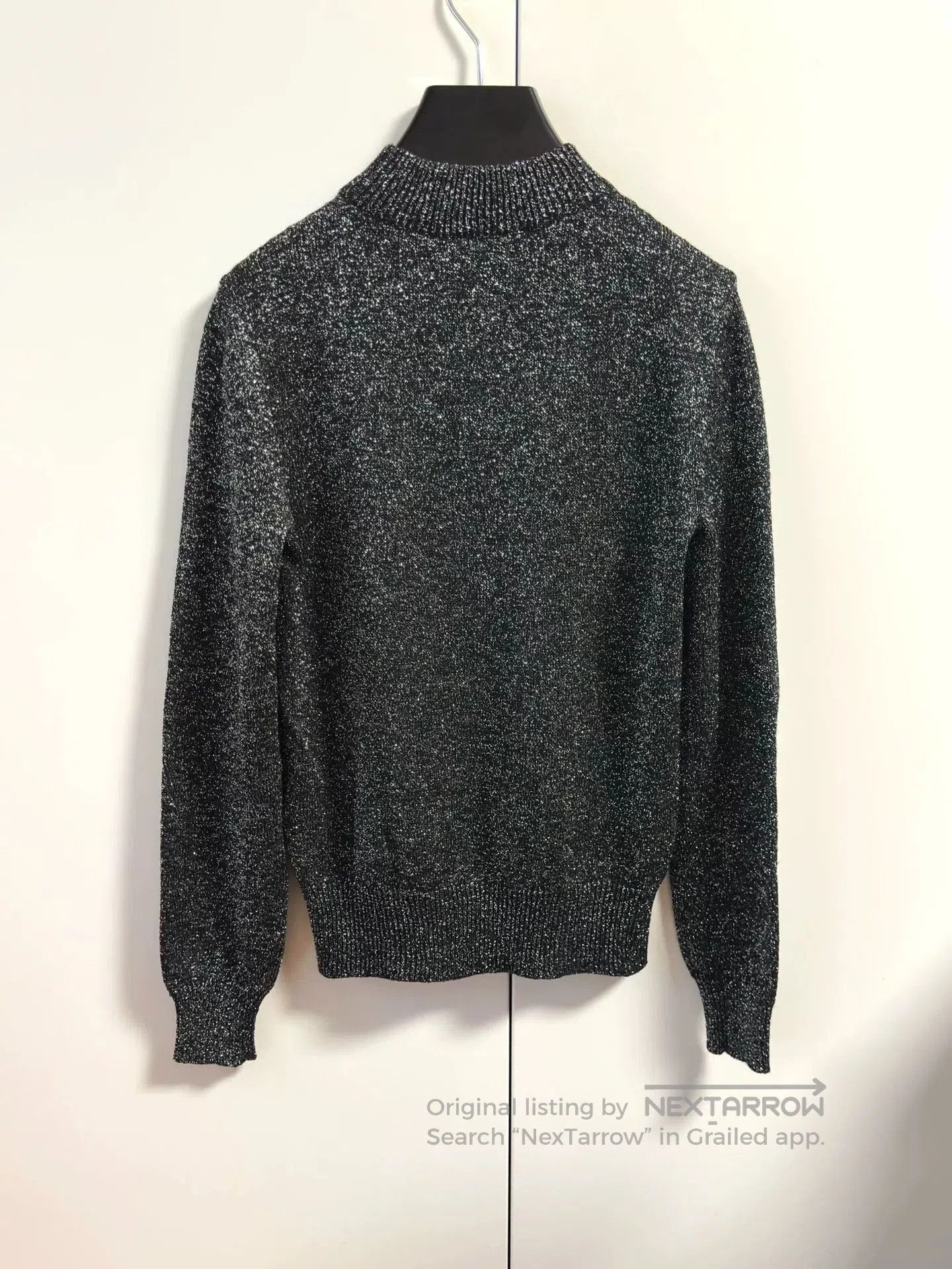 Saint Laurent Paris Saint Laurent Women's Silver Thread Knit Sweater. Size XS / US 0-2 / IT 36-38 - 3 Thumbnail