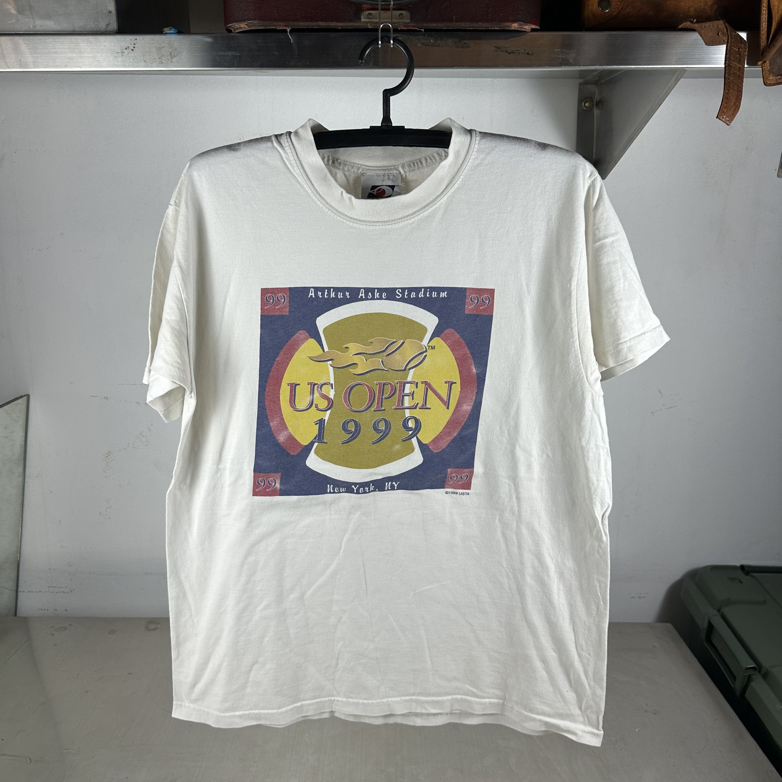 Vintage Heineken US Open Tennis John McEnroe Art Spell Out T-Shirt 