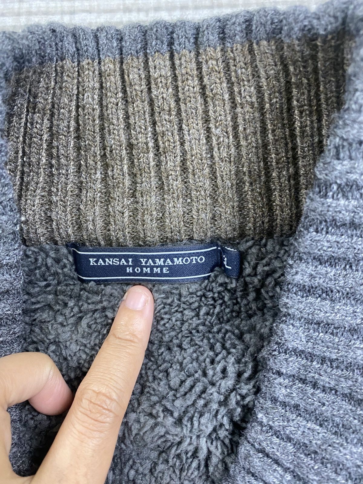 Japanese Brand × Kansai Yamamoto × Vintage Vintage Kansai Yamamoto Homme Lined Sherpa Knit Jacket Size US L / EU 52-54 / 3 - 7 Thumbnail