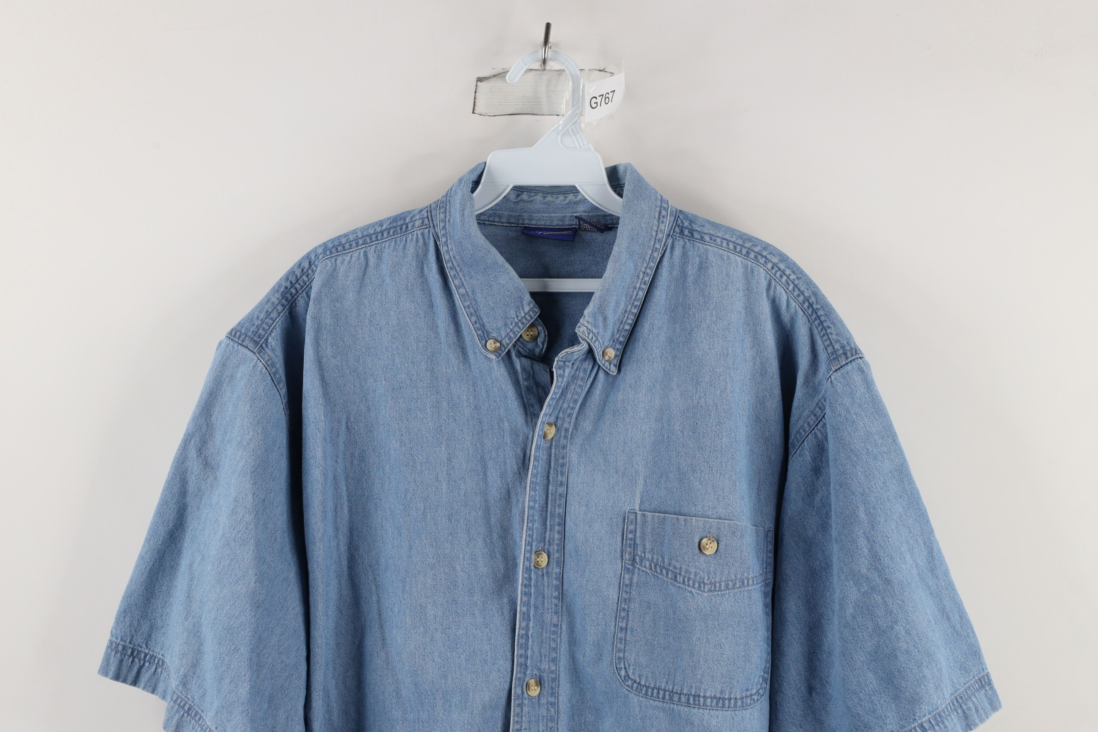 Vintage Vintage 90s Streetwear Short Sleeve Denim Jean Button Shirt Size US XXL / EU 58 / 5 - 2 Thumbnail