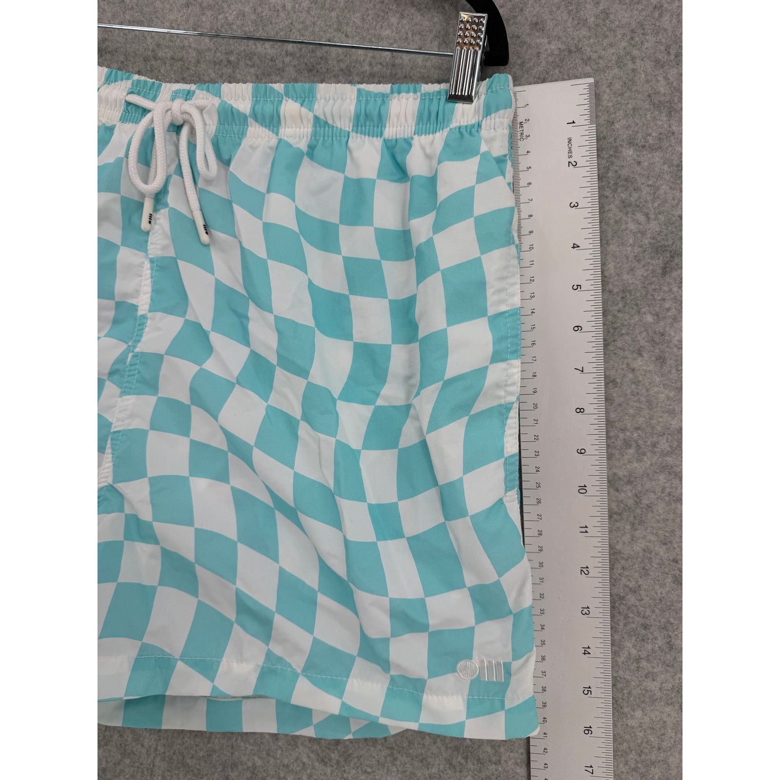 Solid & Striped NWT Bloomie's x Solid & Striped Cyan Wavy Check Swim Trunks Size US 35 - 9 Thumbnail