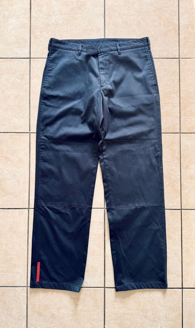 image of Vintage Prada Nylon Red Tab Pants in Navy, Men's (Size 34)