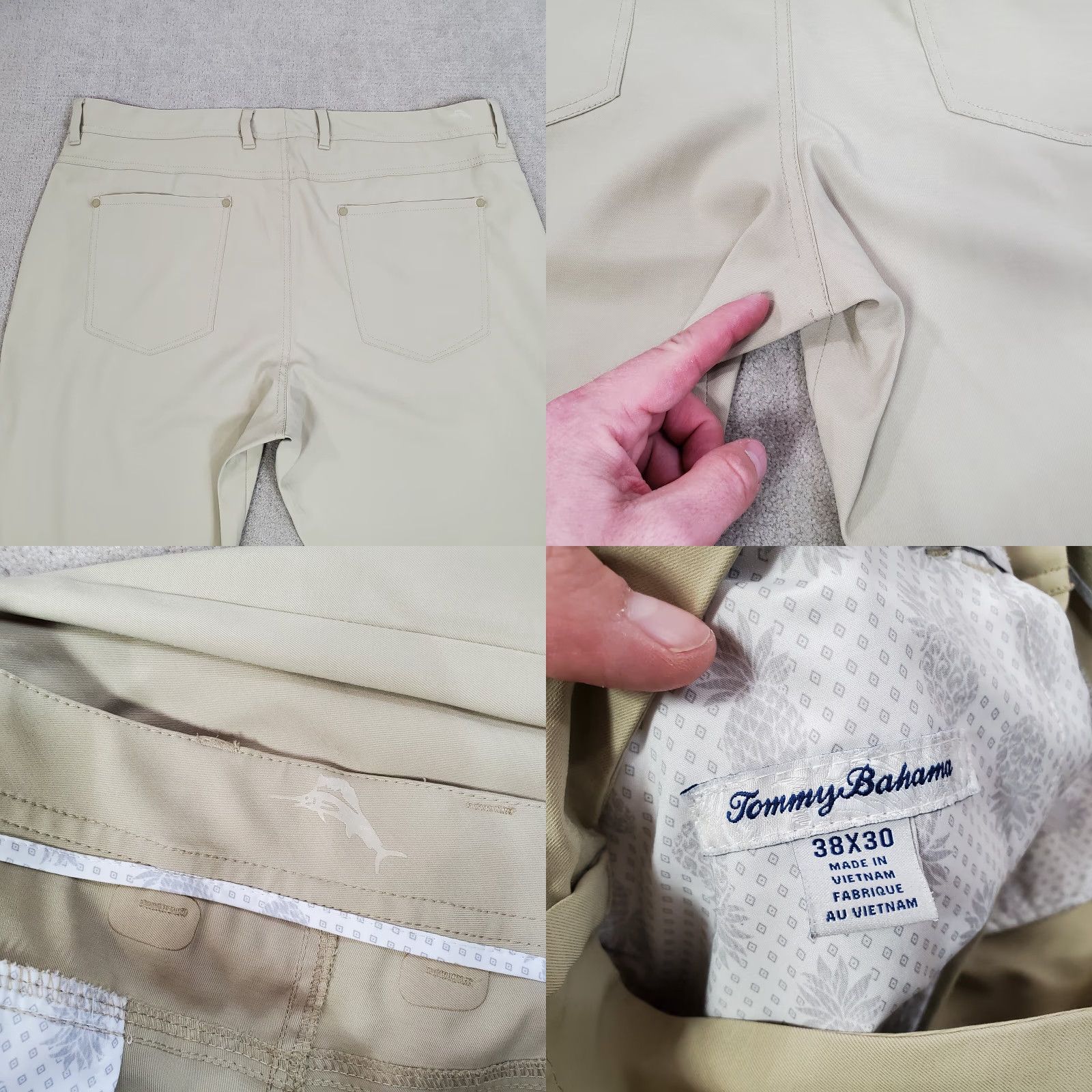 Tommy Bahama Tommy Bahama Pants Mens 38x30 Beige Chino Flat Front Logo Lightweight Polyester Blend Casual Shorts? No, pants. Size US 38 / EU 54 - 8 Thumbnail