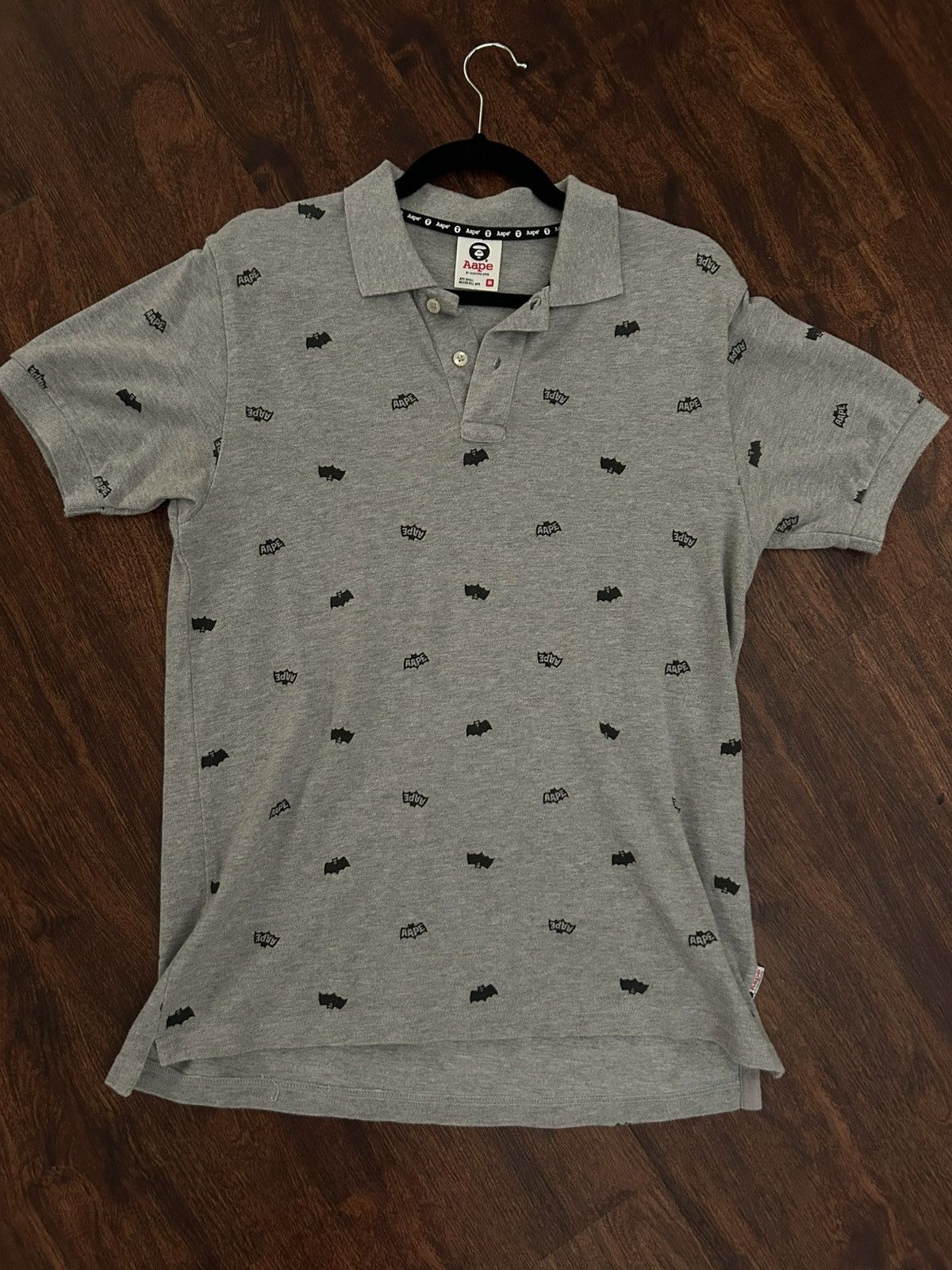Bape Bape aape bats allover print grey polo batman Size US M / EU 48-50 / 2 - 1 Thumbnail