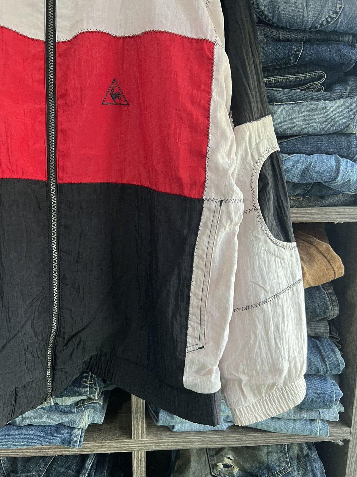 🔥Rare Le Coq Sportif Pathwork Coogi Style Zipper Jacket