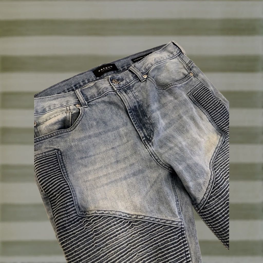Pacsun Pacsun Jeans Size 35 X 32 Slim Distressed Stacked Skinny Tapered Mens Denim Blue Size US 35 - 1 Thumbnail