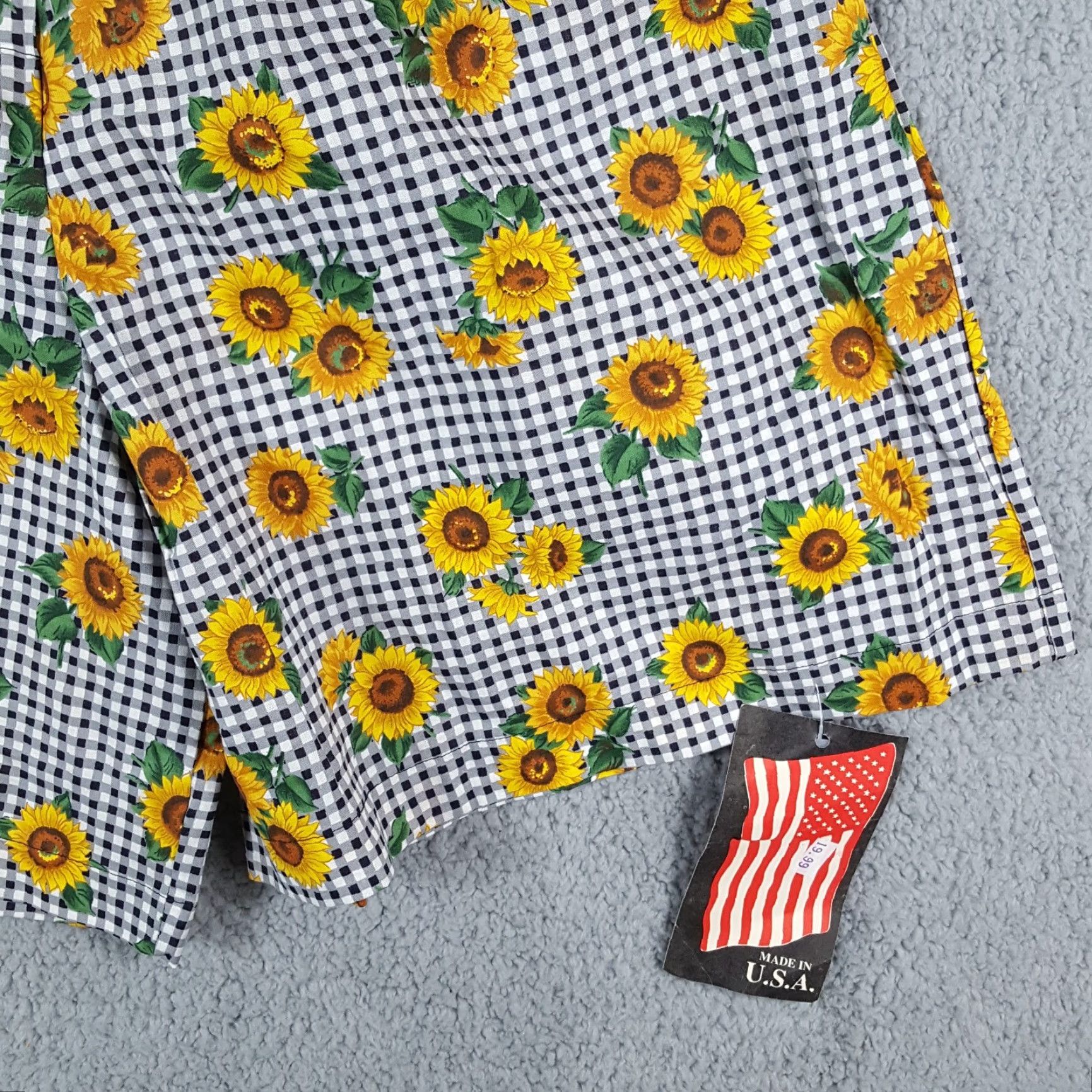 Sunflower VINTAGE Infinity Chic Women's Lounge Shorts 80s Sunflower Floral Summer Cotton Large Yellow Casual Y2K Size 36" / US 14 / IT 50 - 3 Thumbnail