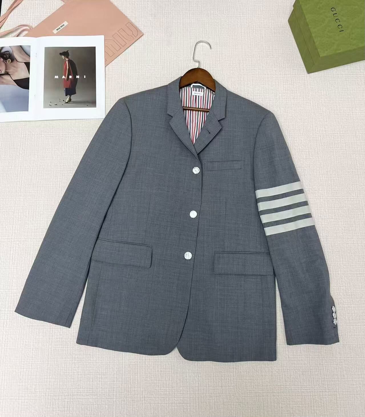 Thom Browne Striped Wool Blazer Jacket