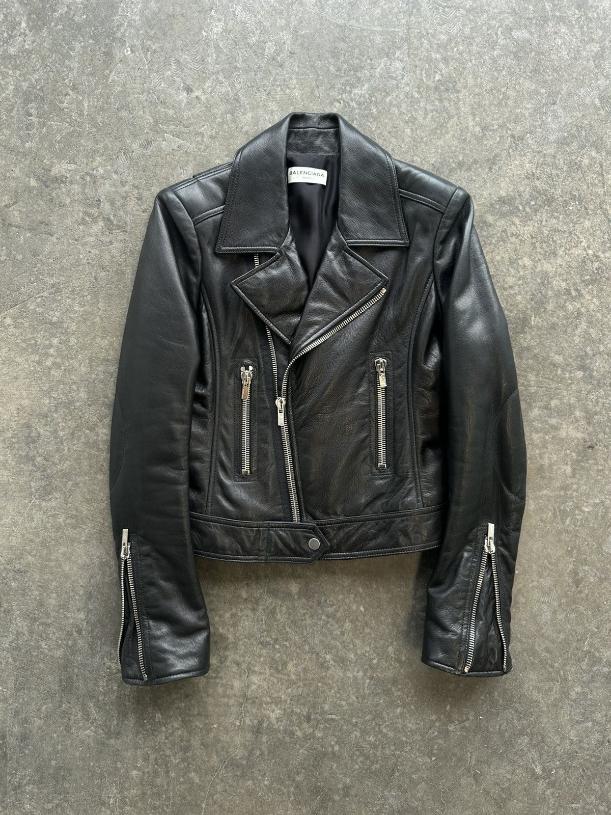 Balenciaga 2016 Balenciaga Asymmetrical Moto Leather Jacket Size S / US 4 / IT 40 - 1 Thumbnail