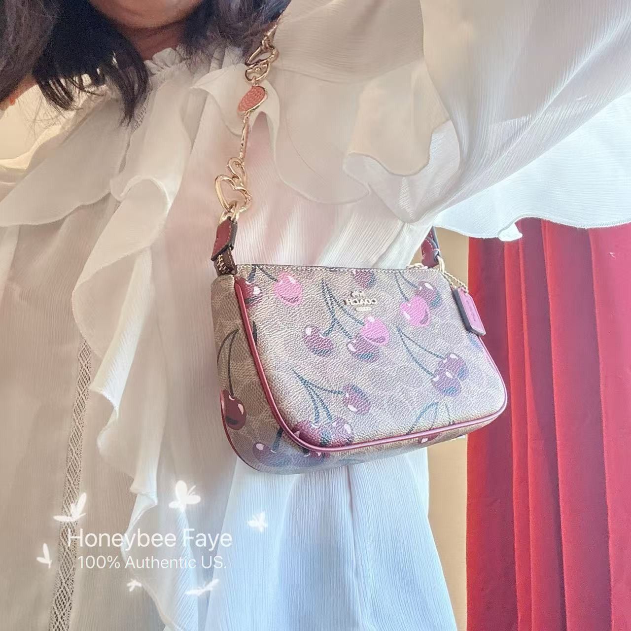 Coach Nolita 19 With Cherry Print CZ011 plus extended chain Size ONE SIZE - 4 Thumbnail