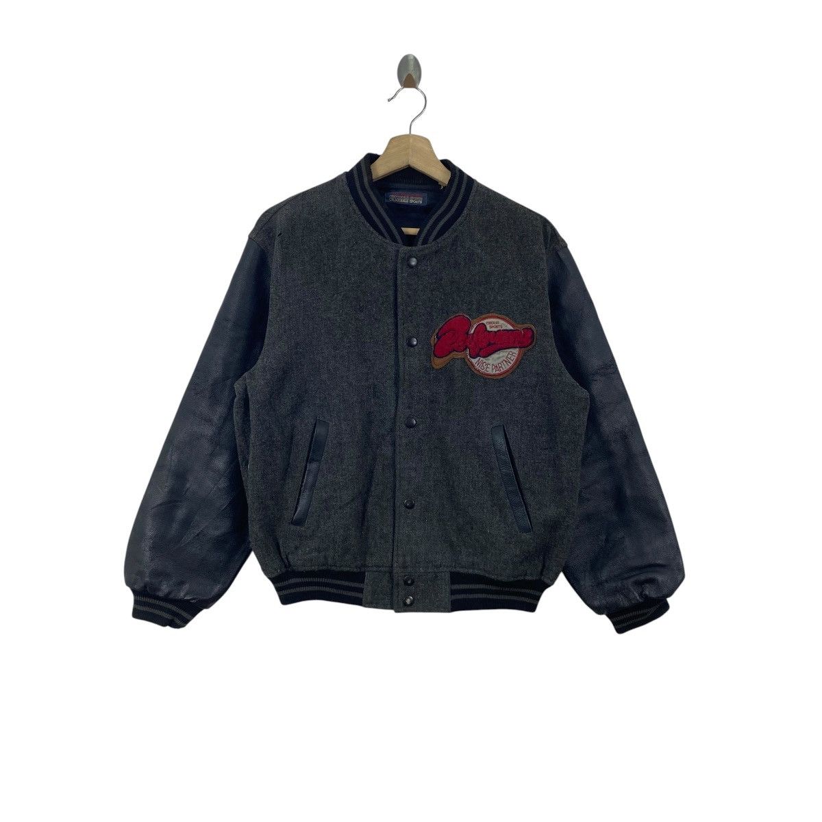 Vintage Vintage CROCODILE SPORTS Leather Varsity Bomber Jacket Size US M / EU 48-50 / 2 - 1 Thumbnail