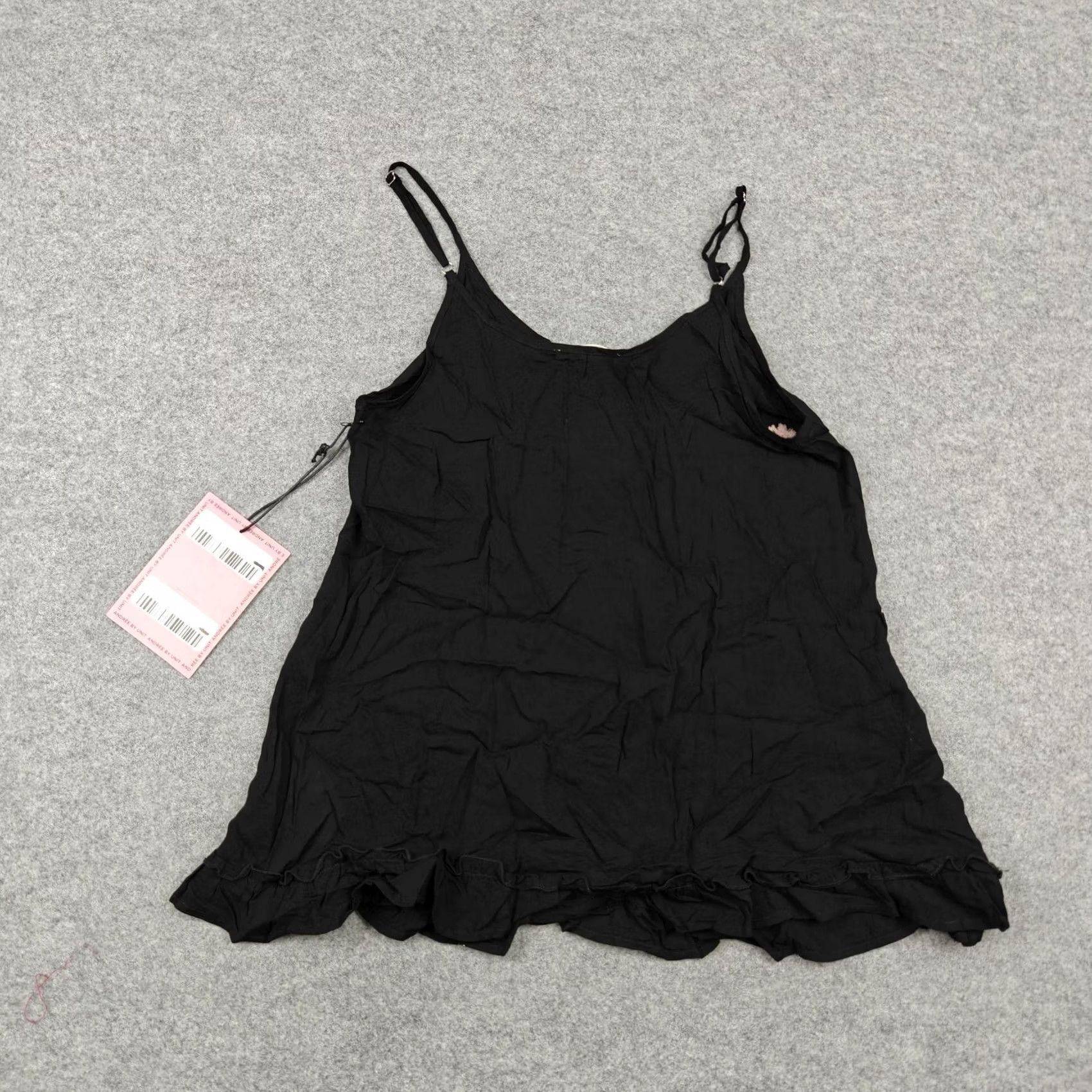 Vintage Andree By Unit Tank Top Womens S Black Embroidered Boho Tunic Ruffle Hem Sleeveless Camisole Slipp Size S / US 4 / IT 40 - 6 Thumbnail