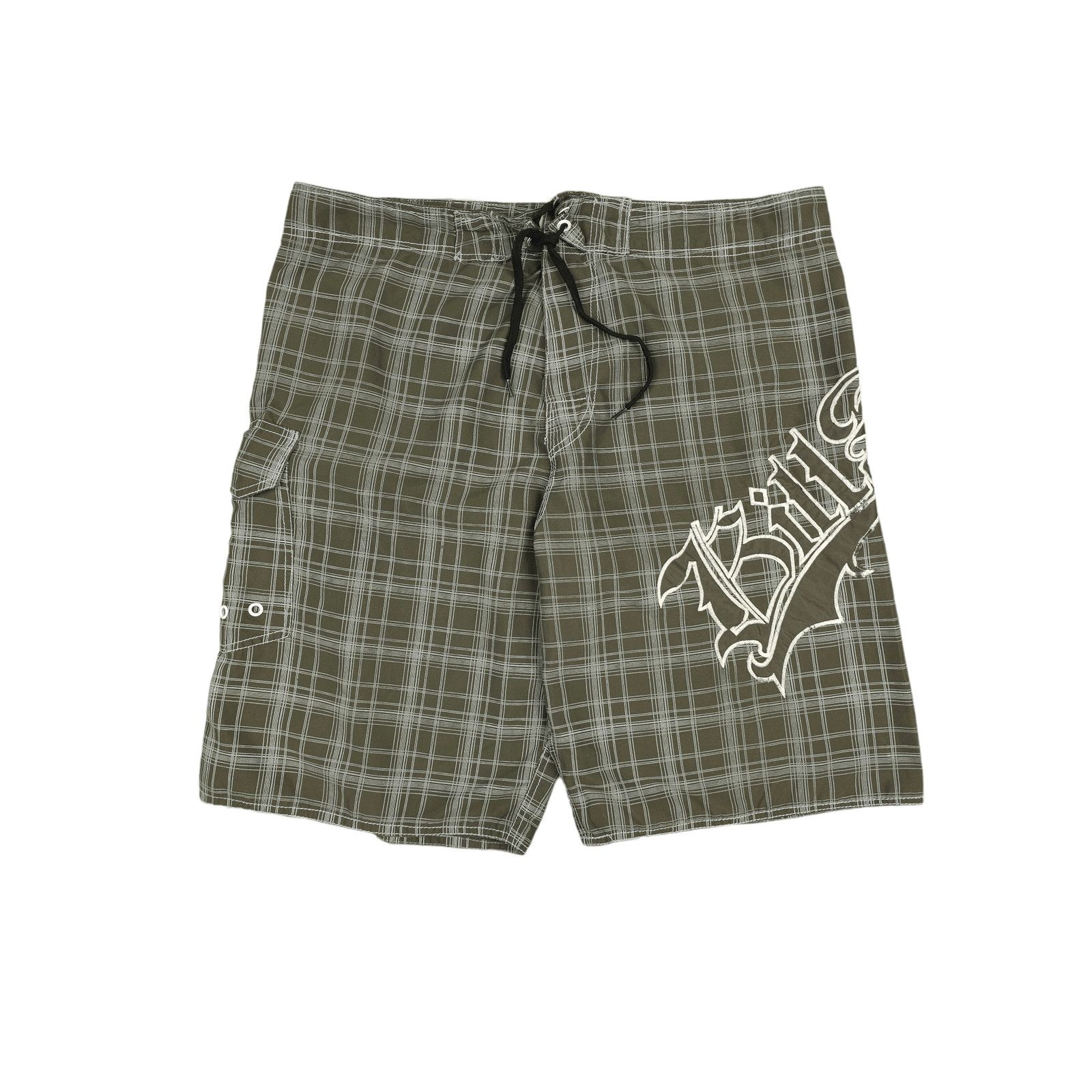 Billabong 💎 Vtg 90s Billabong Green Spell out Logo Checked Shorts 36 Size US 36 / EU 52 - 1 Thumbnail