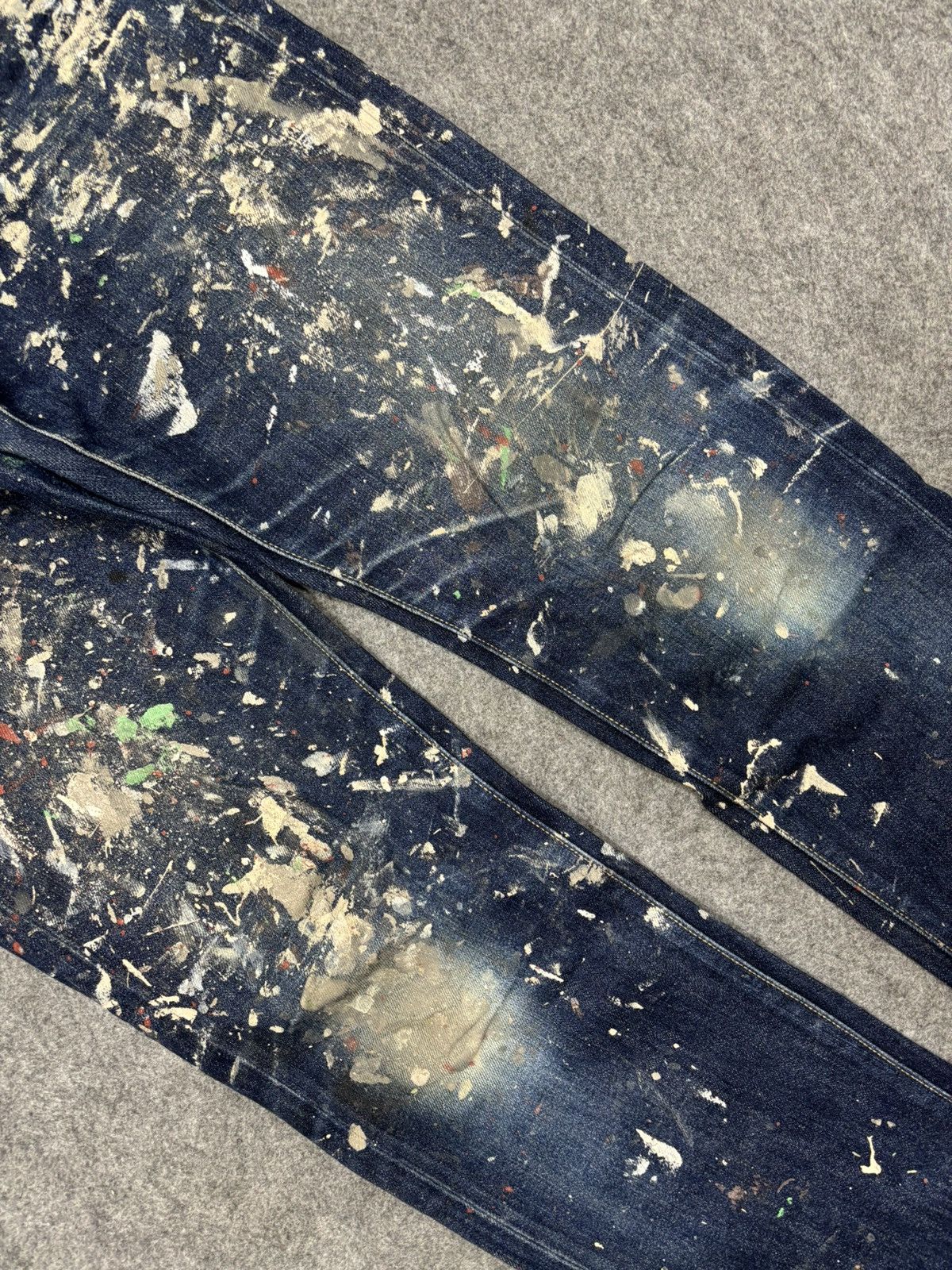 Japanese Brand 💥ART💥Uniqlo Japan Heavy Paint Splatter Selvedge Denim F673 Size US 34 / EU 50 - 10 Thumbnail