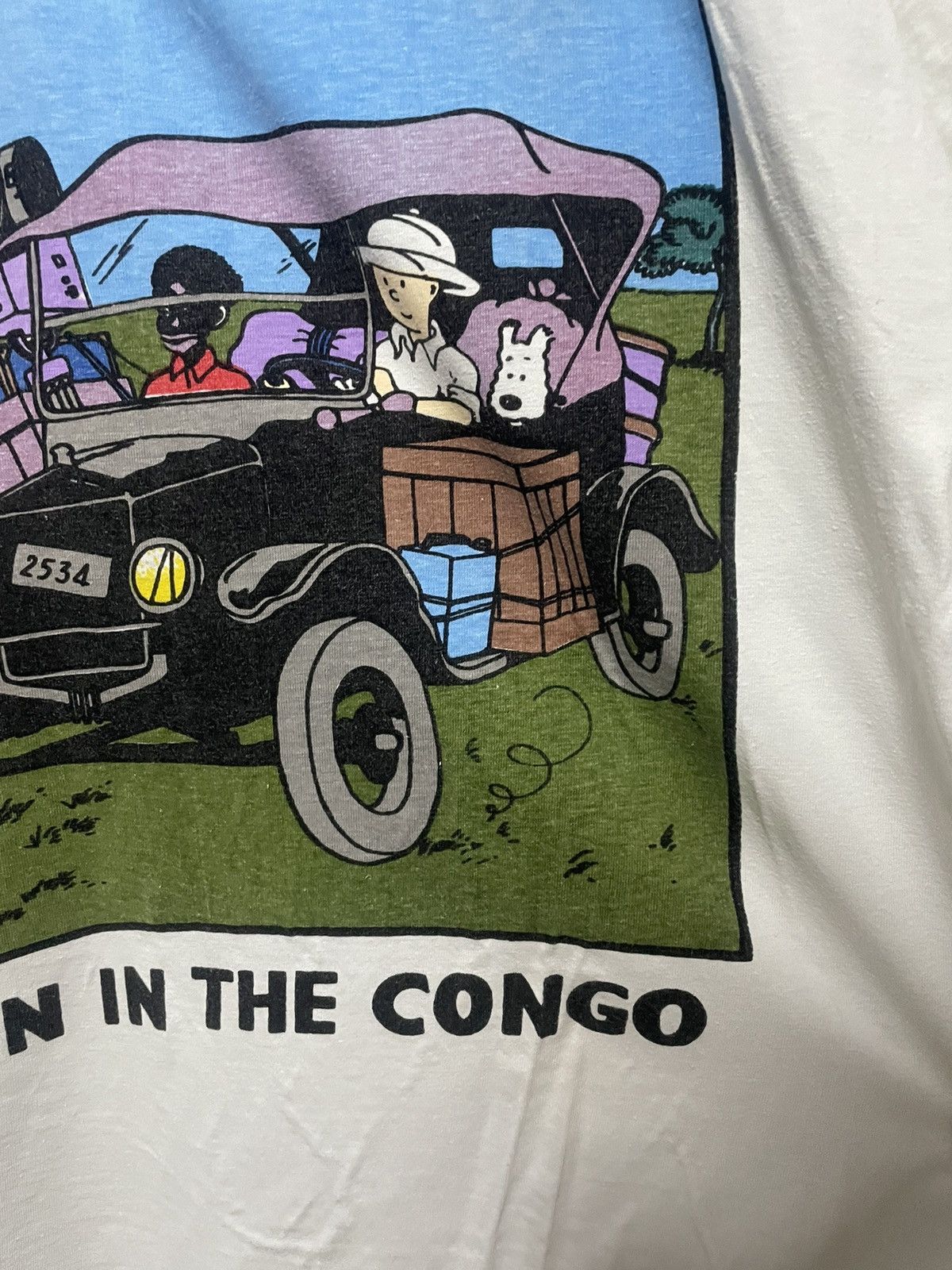 Vintage Vintage 90s Tintin in the Congo Graphic Cartoon T-Shirt XL Size US XL / EU 56 / 4 - 4 Thumbnail