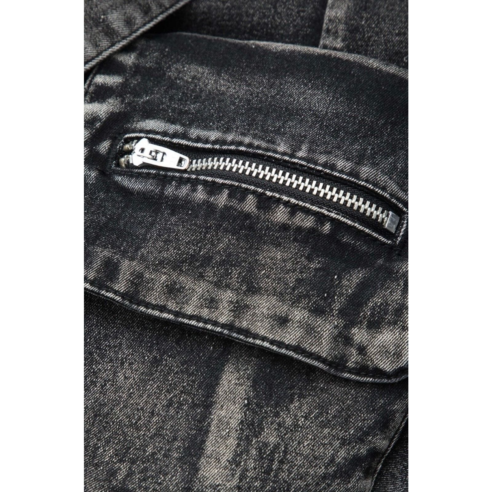Other Micas Black V-Waist Buckle Flap Pocket Denim Cargo Skirt Size 28" / US 6 / IT 42 - 4 Thumbnail