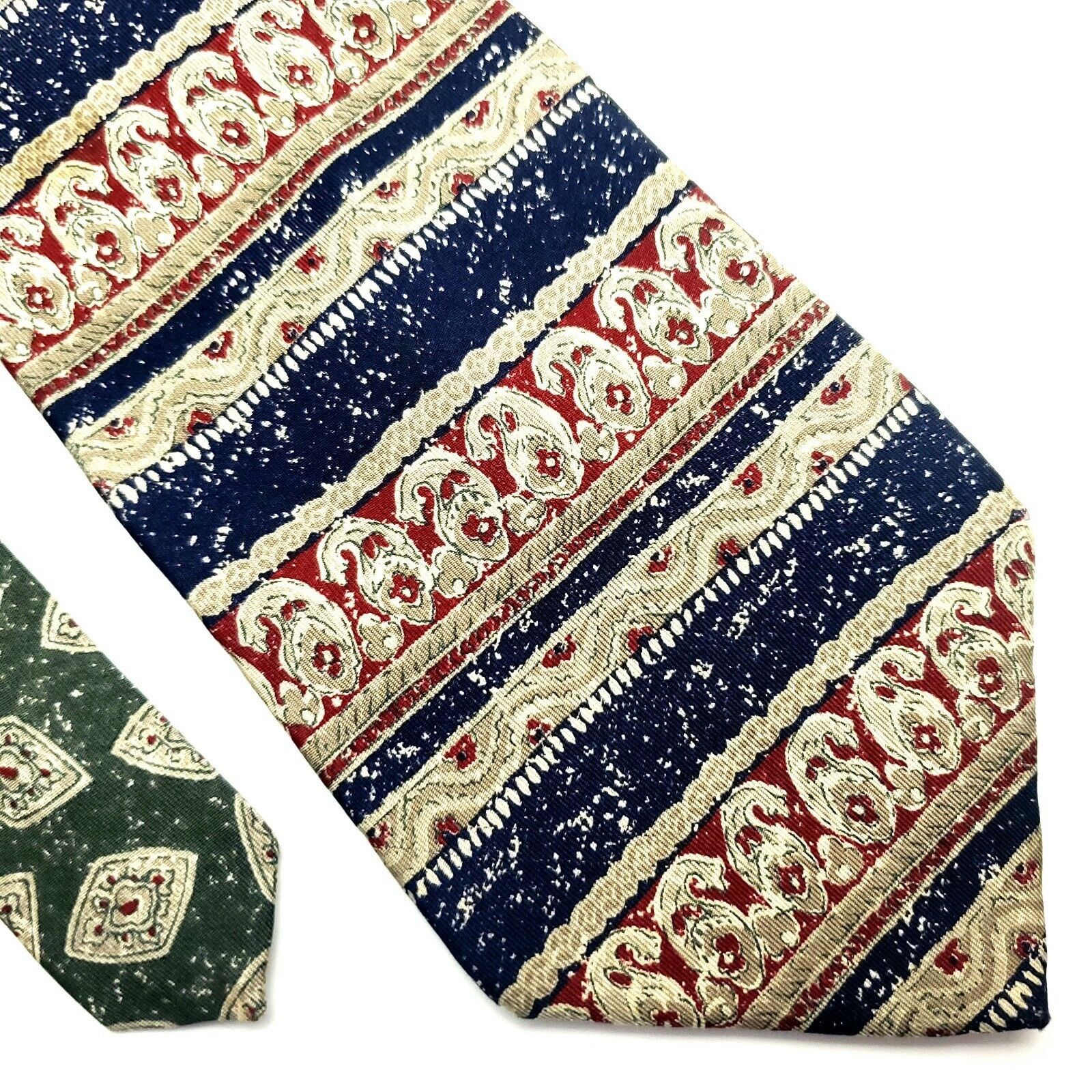 Tommy Hilfiger Tommy Hilfiger Blue Red Green Two Tone Silk Tie Wide Size ONE SIZE - 1 Thumbnail