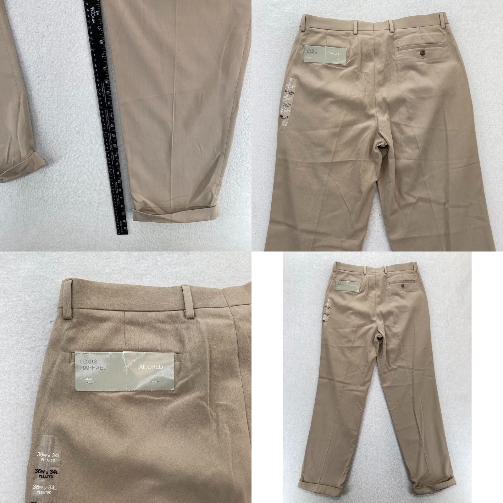 Vintage Louis Raphael Dress Pants Mens 36x34 Brown pleated Straight Leg NWT Tailored Fit Dress Pants Mens Pants Brown 36x34 NWT Regular Rise Size US 36 / EU 52 - 8 Thumbnail
