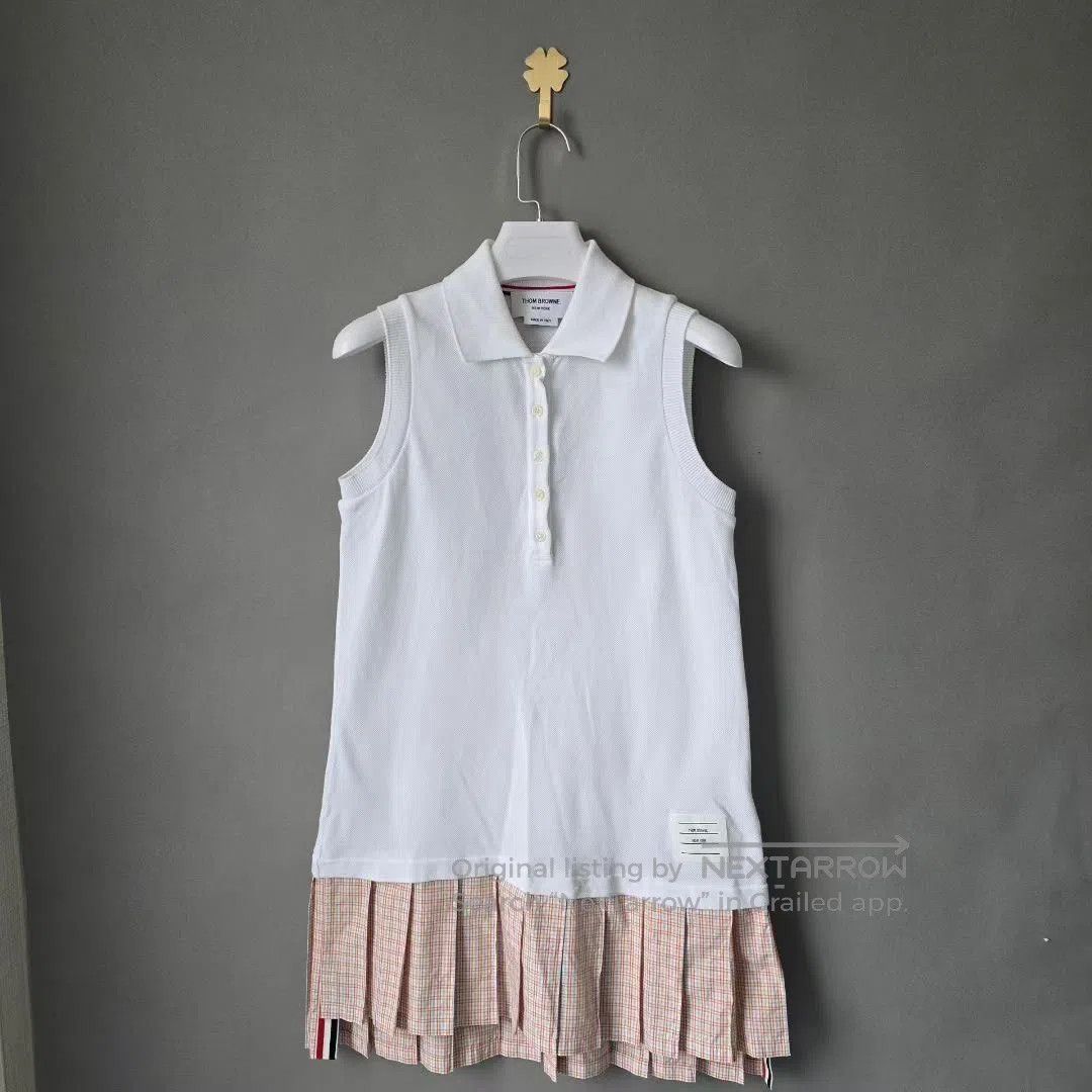 Thom Browne Thom Browne Paneled Logo Pleated Cotton Dress. Size S / US 4 / IT 40 - 1 Thumbnail