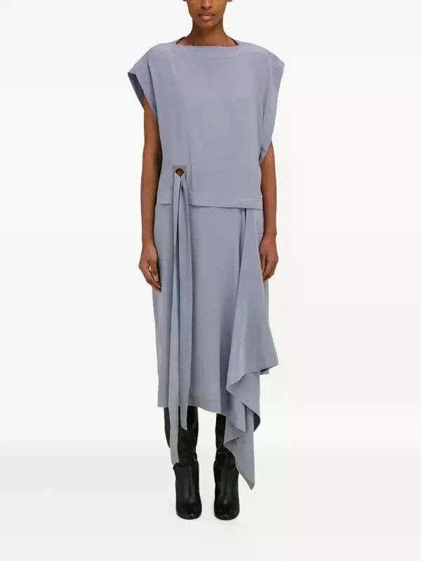 Salvatore Ferragamo o1s1rm0426 Gancio-detail Silk Dress in Grey Size XS / US 0-2 / IT 36-38 - 2 Thumbnail
