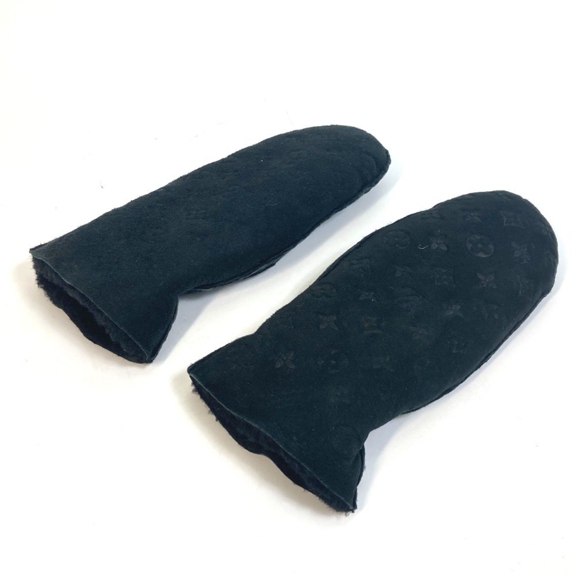 LOUIS VUITTON M76454 Monogram Muff Shirring Lamb Shearling Gloves