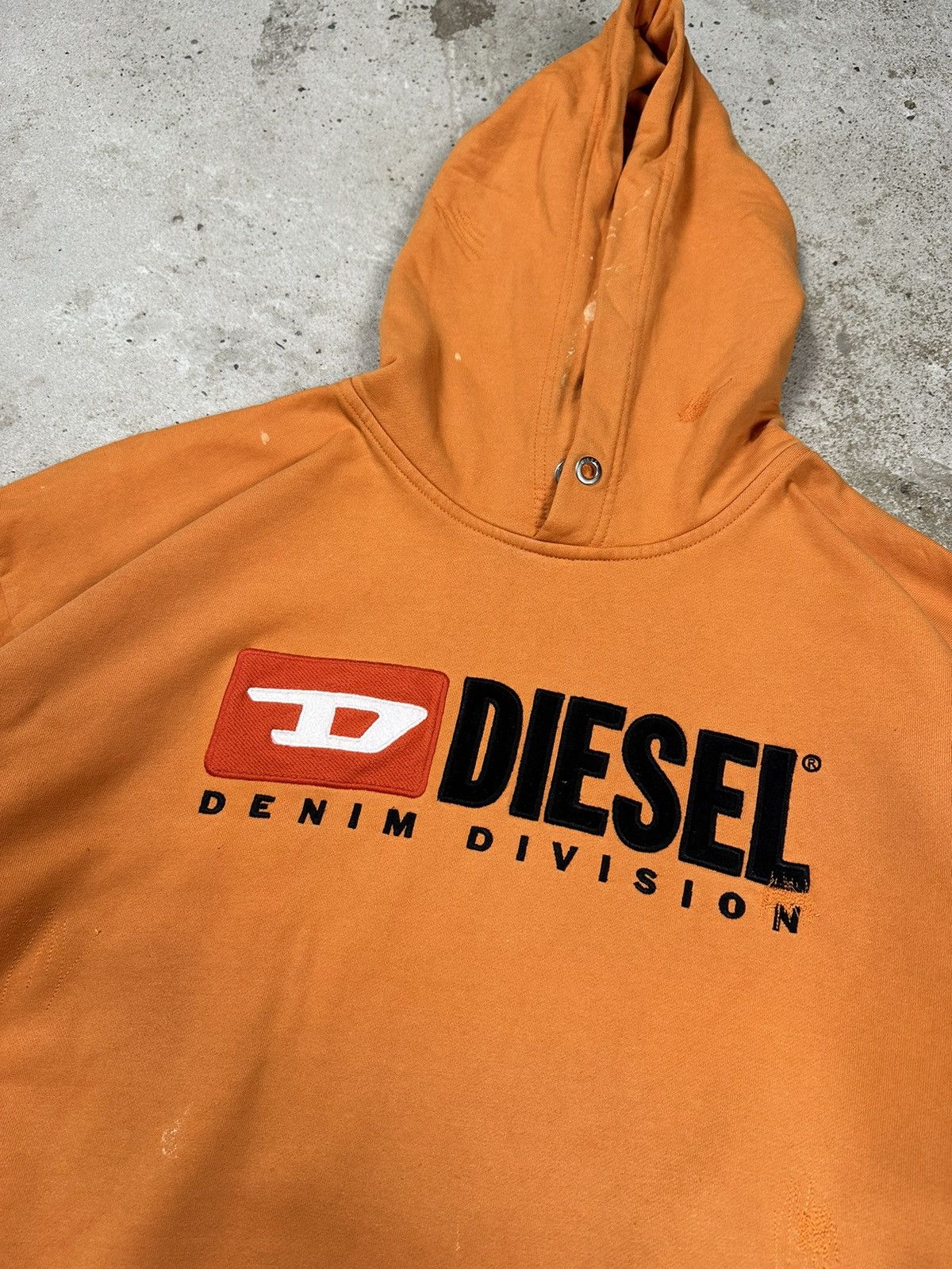 Diesel × Vintage Vintage Diesel Big Logo Reworked Boxy Orange Hoodie Size US L / EU 52-54 / 3 - 9 Thumbnail