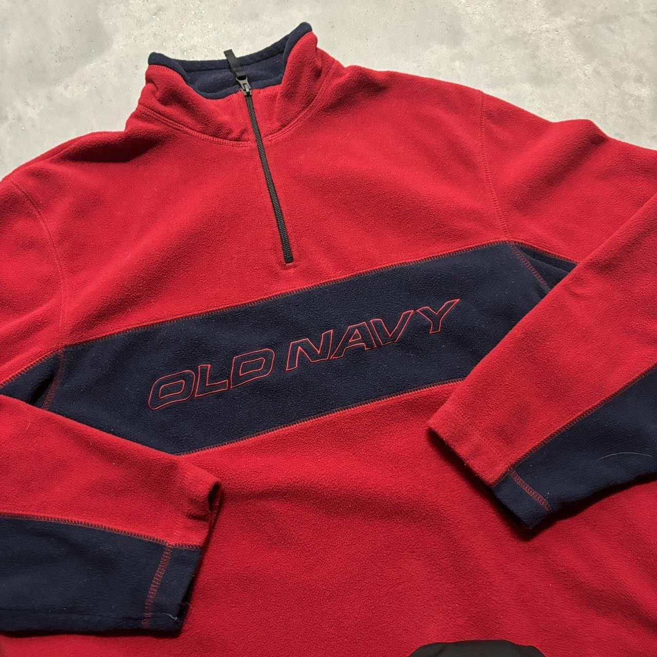 Old Navy × Vintage Crazy Vintage Y2K/2000s Red Old Navy Spellout Gorpcore Fleeces Essential Quarter Zip Sweatshirt! Size US L / EU 52-54 / 3 - 6 Thumbnail