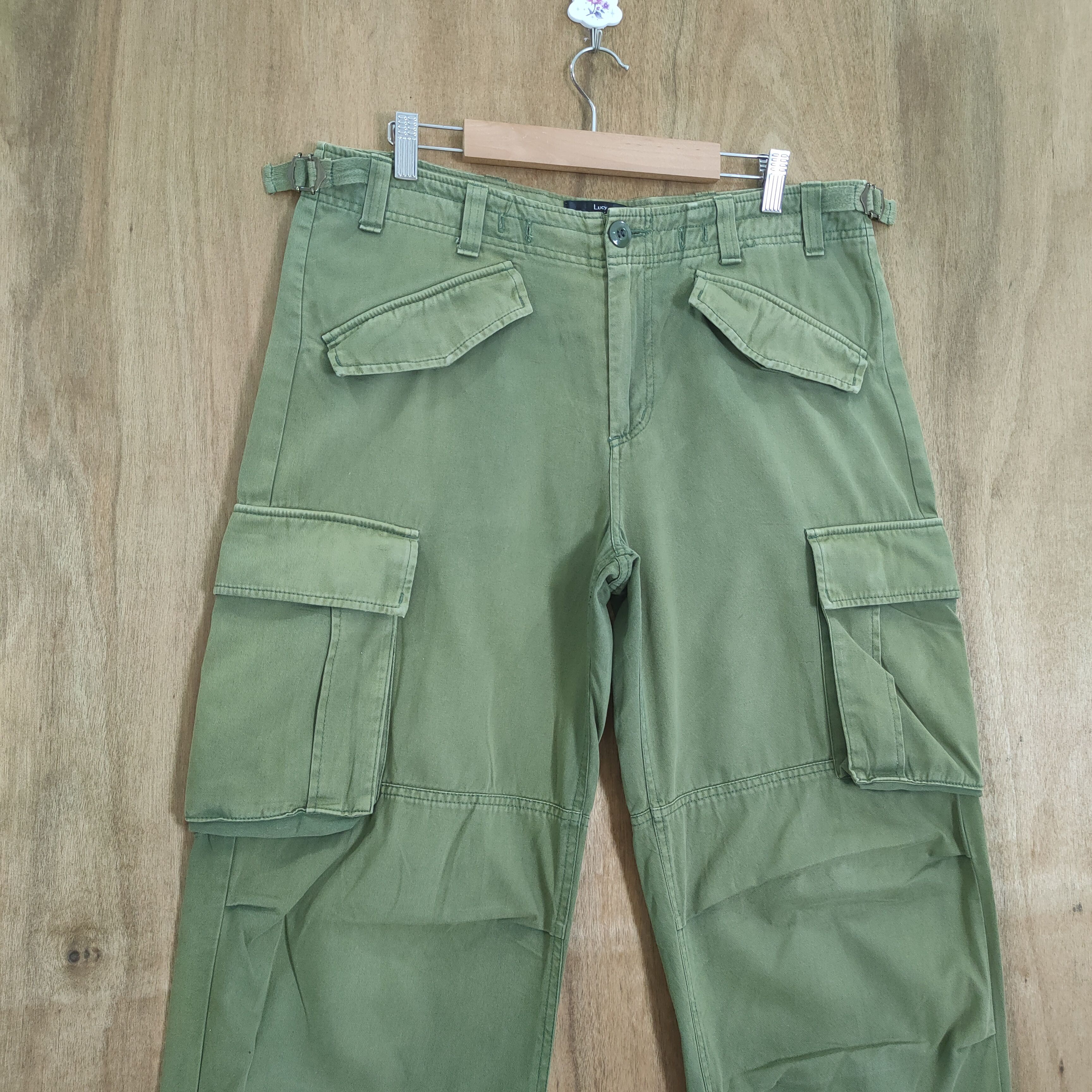 If Six Was Nine VINTAGE LUCY FADED GREEN BAGGY CARGO PANTS Size US 34 / EU 50 - 2 Thumbnail