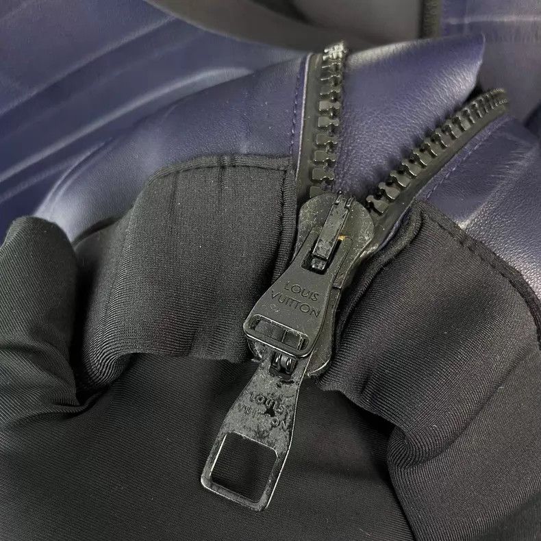 Louis Vuitton Louis Vuitton Navy hooded zip-up leather jacket Size US S / EU 44-46 / 1 - 6 Thumbnail