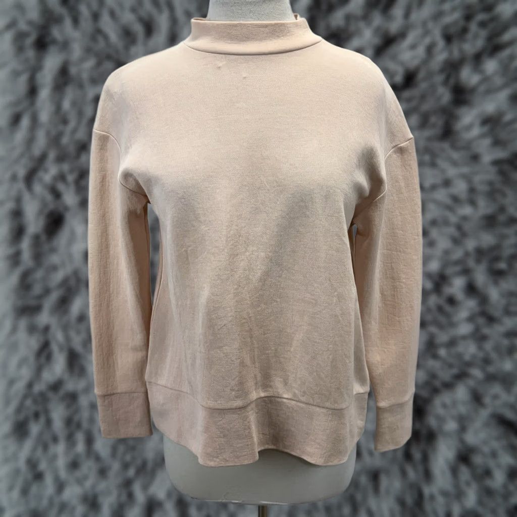 Cos COS mock Neck Sweatshirt Women’s XS Blush Pink Modern Minimalist Staple Capsule Pullover Long Sleeve Cotton Blend Boxy Regular Shirt Size XS / US 0-2 / IT 36-38 - 1 Thumbnail