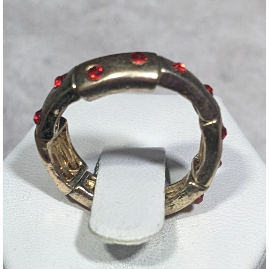 Other Red Rhinestone Gold Tone Funky Stretch Ring Size 6 1/4 Size ONE SIZE - 11 Thumbnail