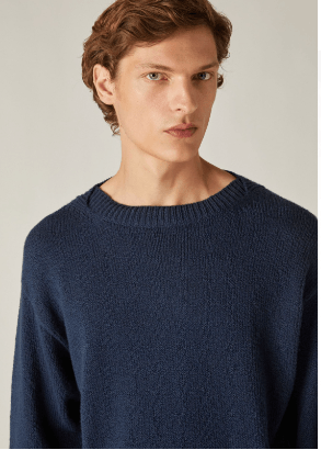 image of Loro Piana O1Srvl11E0424 Girocollo Rapallo Knitwear In Navy, Men's (Size Large)