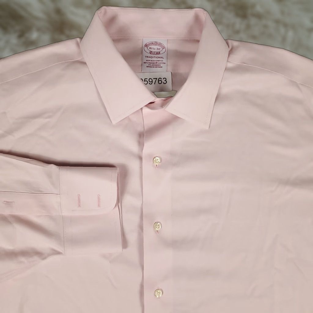 Brooks Brothers Brooks Brothers Shirt Mens 16.5 Pink Traditional Dress Button Up Long Sleeve Size 42R - 1 Thumbnail