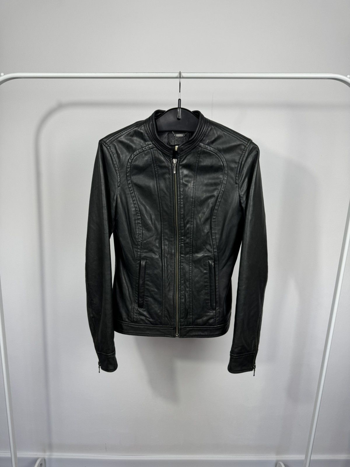 Other Monsoon Women’s Black Leather Biker Jacket Slim Fit Moto S Size S / US 4 / IT 40 - 1 Thumbnail