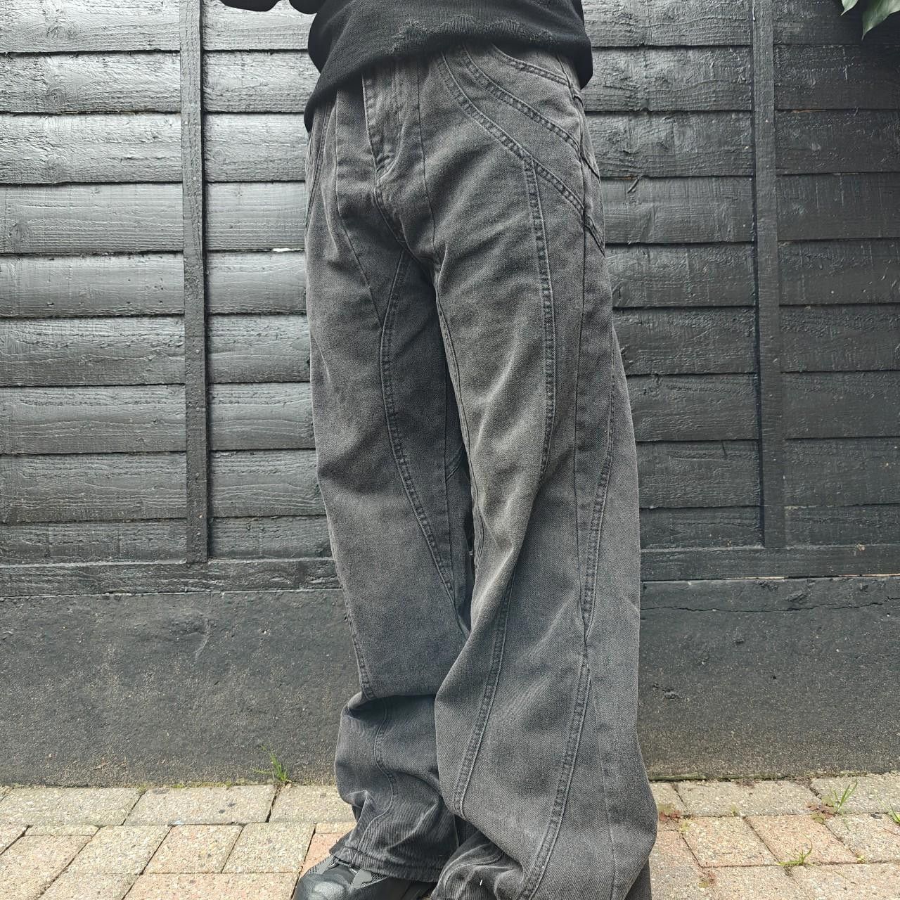Other Japanese Overdyed Black Wide Leg Seam Flared Jeans Size US 34 / EU 50 - 6 Thumbnail