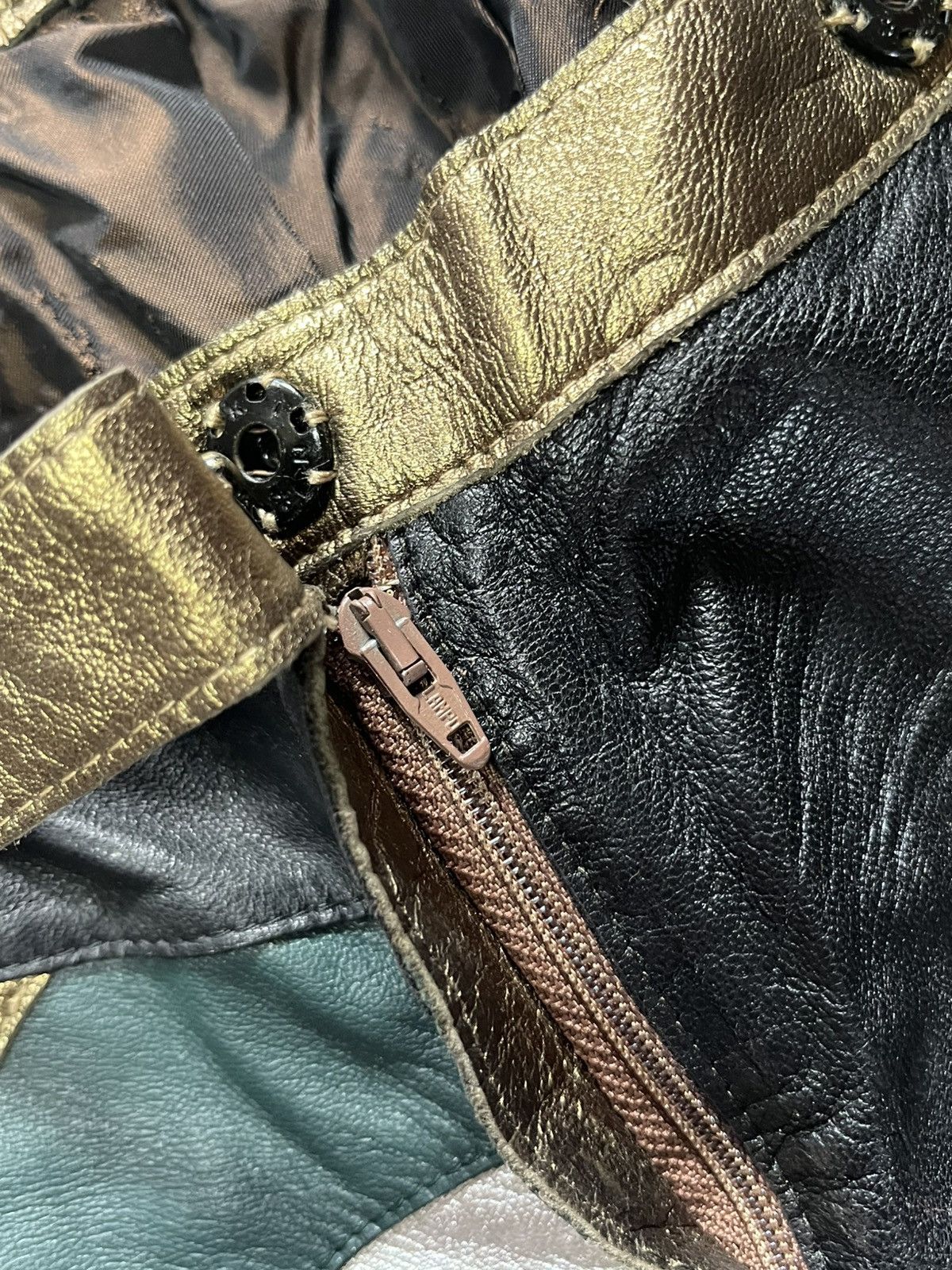 Dolce & Gabbana D&G GRAIL Vogue 2002 Metallic Leather Pants IT40 PATCHWORK Size 27" / US 4 / IT 40 - 10 Thumbnail