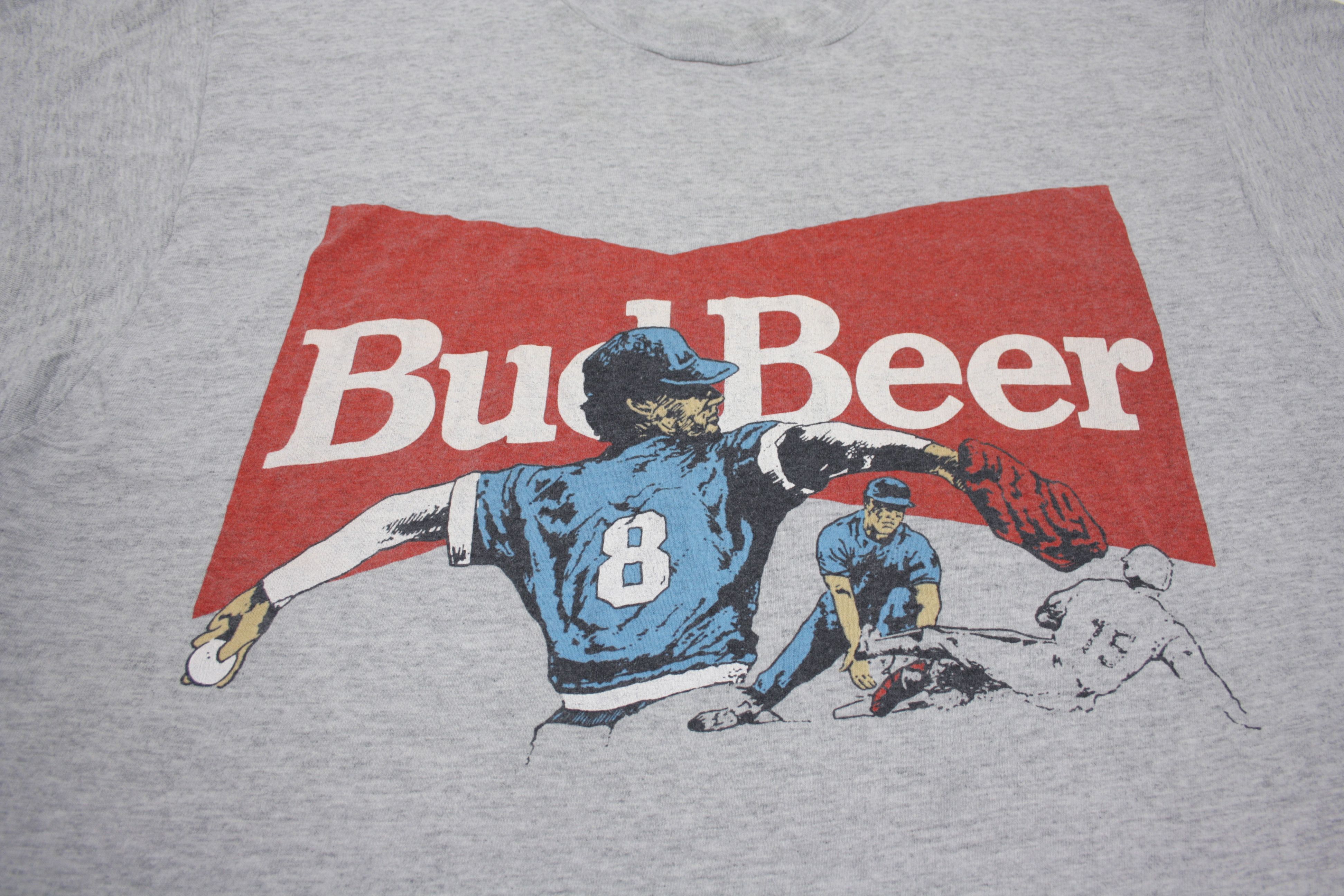 Budweiser × Vintage Bud Beer 80s-90s Baseball Print Single Stitch T-Shirt Size US M / EU 48-50 / 2 - 3 Thumbnail