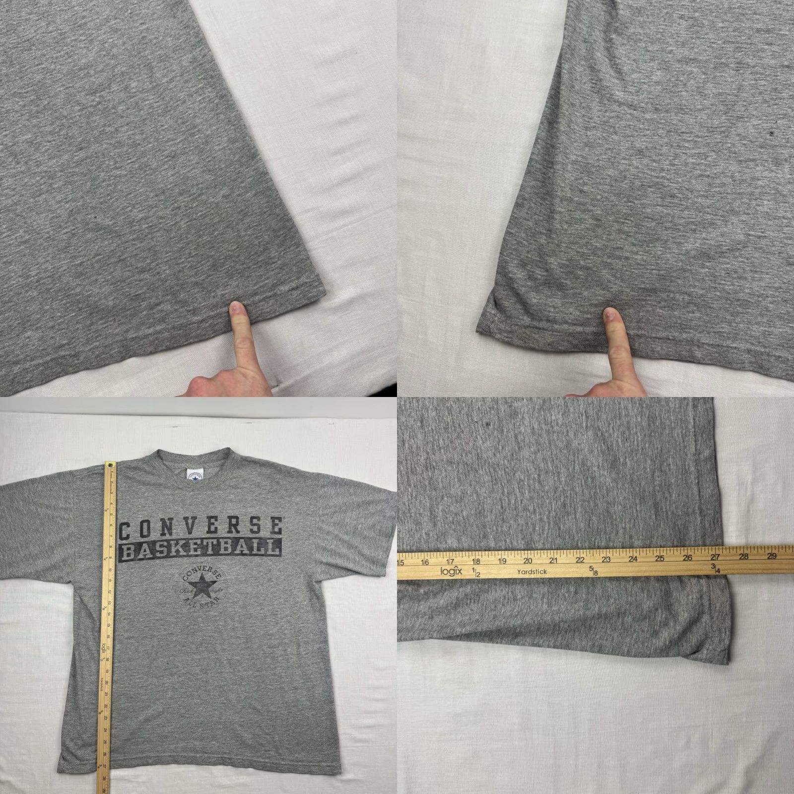 Converse VINTAGE Converse T Shirt Adult Large Gray Hipster 90s Y2K Sports Thrashed USA Mens Size US L / EU 52-54 / 3 - 9 Thumbnail