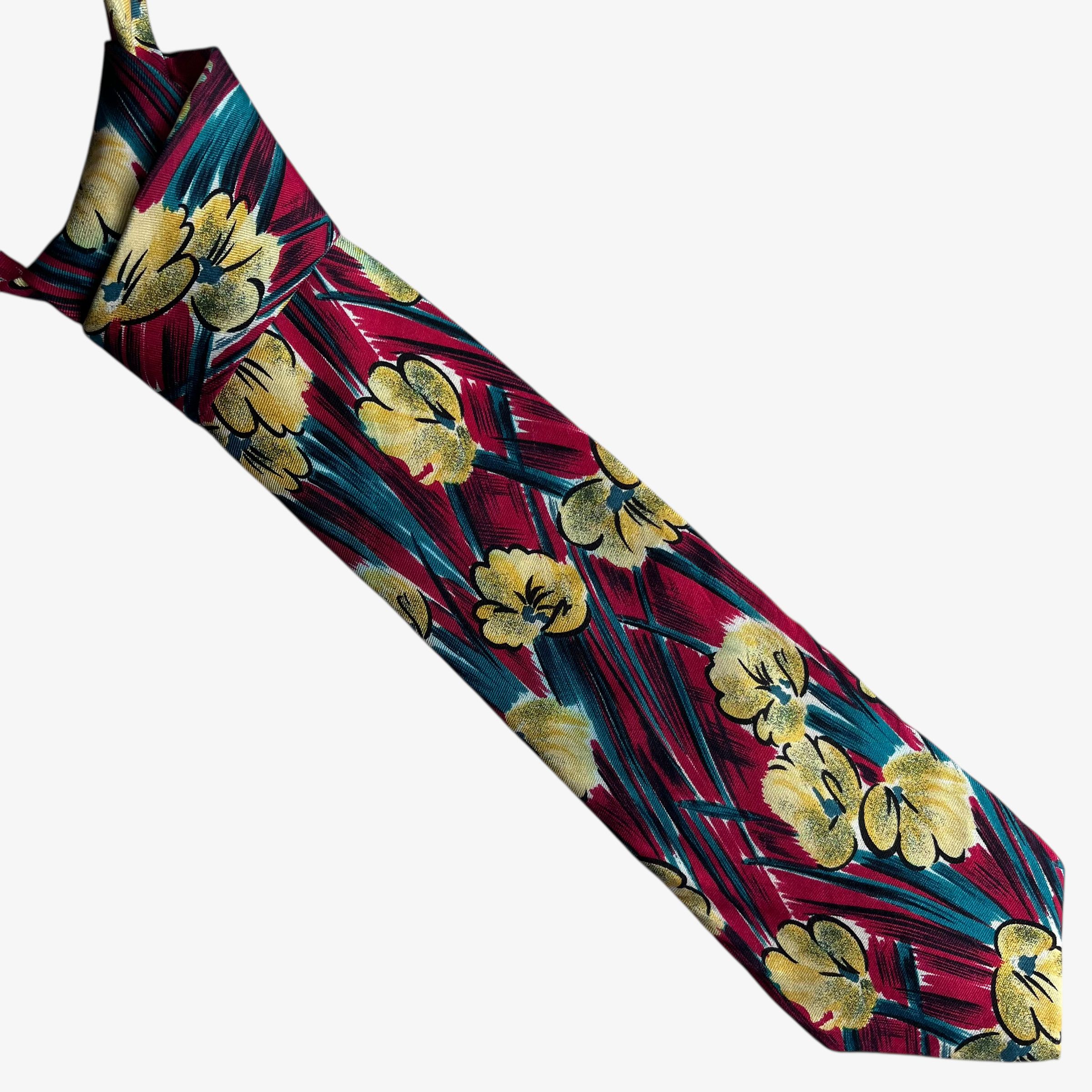 Lands' End Vintage 90s Lands End Floral Painting Print Red Silk Tie Size ONE SIZE - 1 Thumbnail