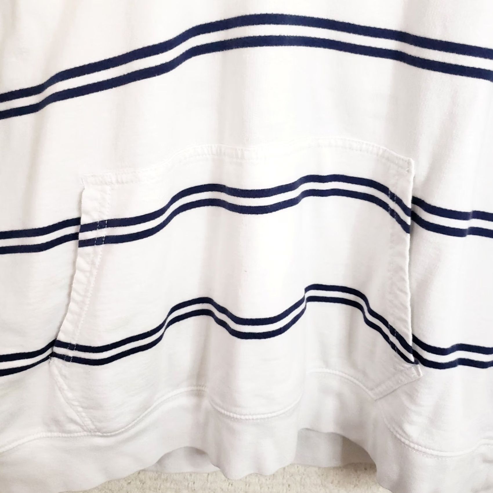 Chaps Chaps Men's L White Blue Navy Striped Cotton Blend Long Sleeve Pullover Hoodie Size US L / EU 52-54 / 3 - 3 Thumbnail