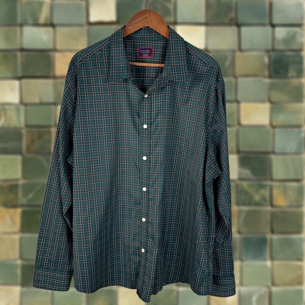 UNTUCKit UNTUCKit Green Plaid Button Down Shirt Mens 3XL Polyester Regular Size US XXL / EU 58 / 5 - 1 Thumbnail