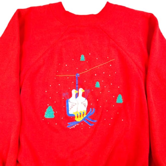 Vintage VINTAGE Ski Geese Sweatshirt Mens Size Small Red 80s Ski Lift Made In USA Size US S / EU 44-46 / 1 - 2 Thumbnail