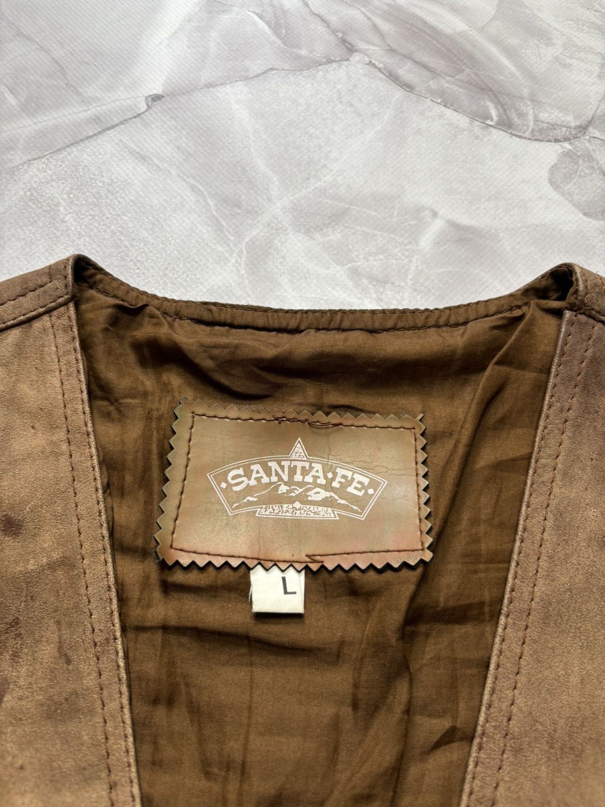 Cowboy Equipment Santa Fe Leather Vest Western Cowboy Distressed Patina L Size L / US 10 / IT 46 - 15 Thumbnail
