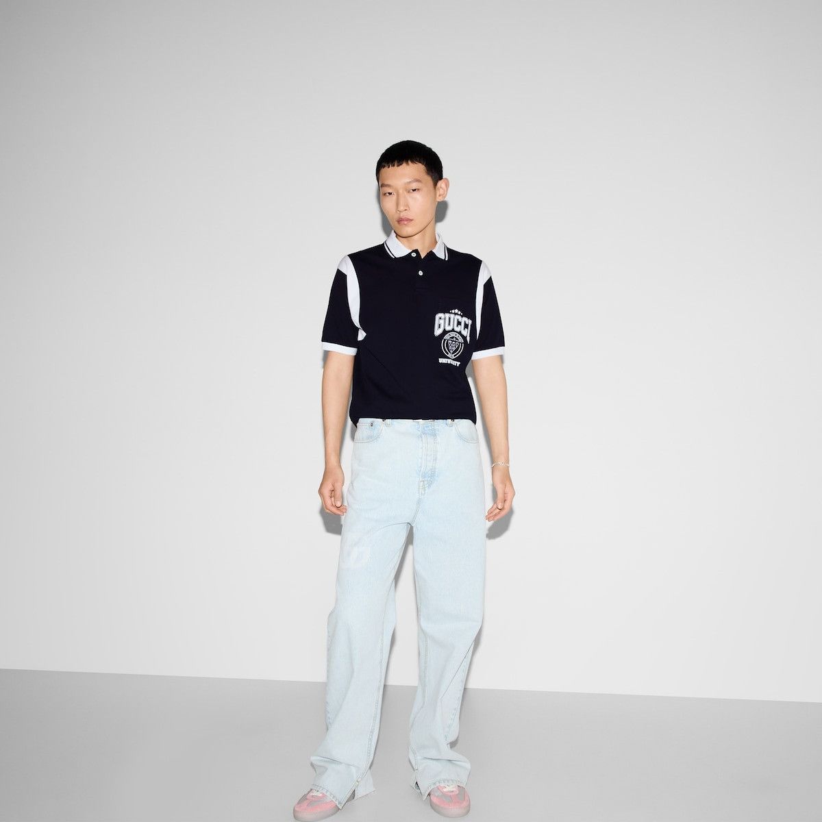 Gucci o1s1wg110925 Cotton Piquet Polo Shirt With Print in Navy Size US XL / EU 56 / 4 - 6 Thumbnail