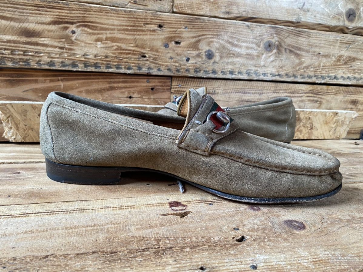 Gucci Gucci horsebit 3 stripes suede gray loafers sz uk 11D Size US 12 / EU 45 - 12 Thumbnail