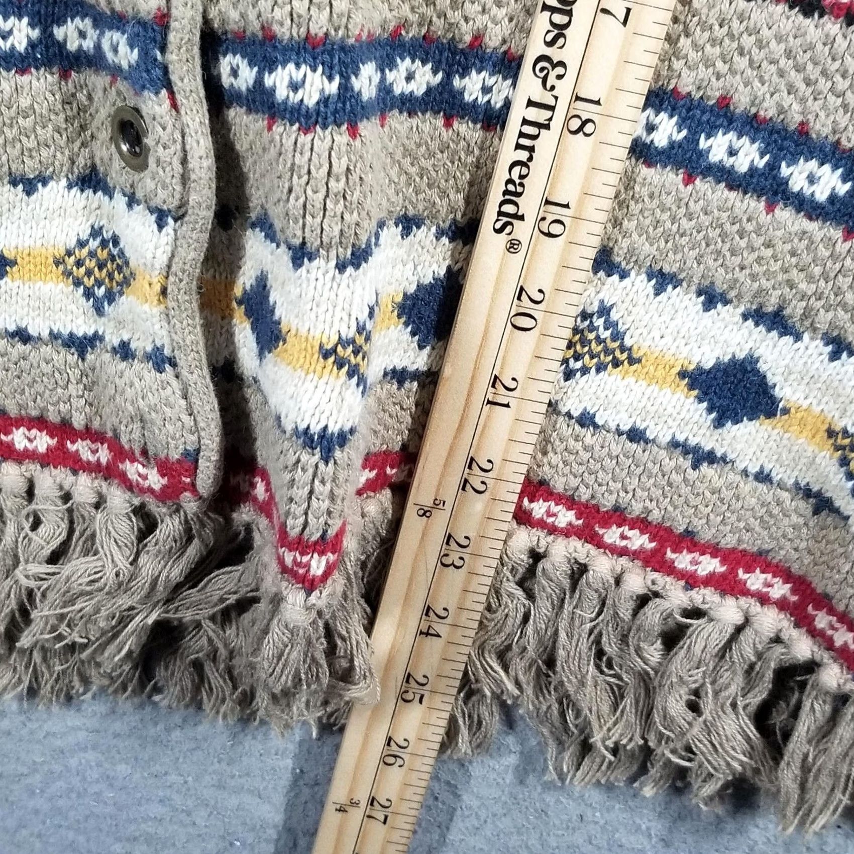 Vintage Innovation Sport Sweater Vest Womens M Beige Fair Isle Chunky-Knit Fringe Button Sleeveless V-Neck shirt style Casual } Size M / US 6-8 / IT 42-44 - 6 Thumbnail