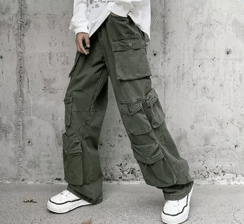 Japanese Brand × Vintage Cargo Pants Green- Korean Streetwear Style Pants Size US 33 - 1 Thumbnail