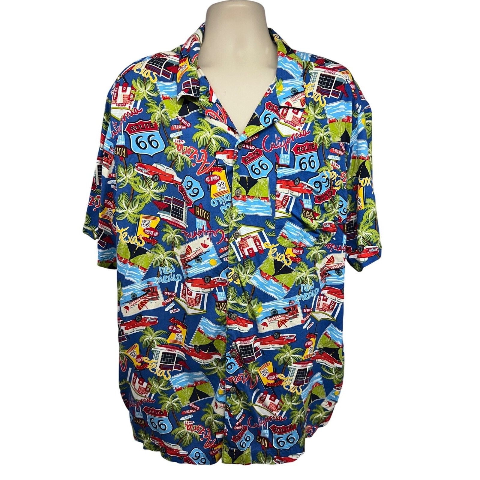 George Hawaiian Retro Route 66 All Over Print Shirt 3XL Pocket Size US XXL / EU 58 / 5 - 1 Thumbnail